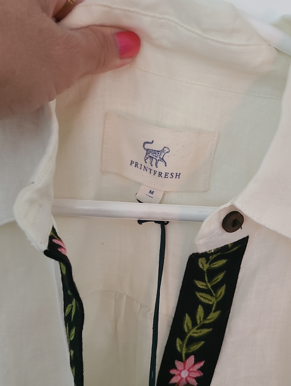 Printfresh Linen Playa Palms Monaco Midi Dress Off White Medium M - Picture 2 of 9